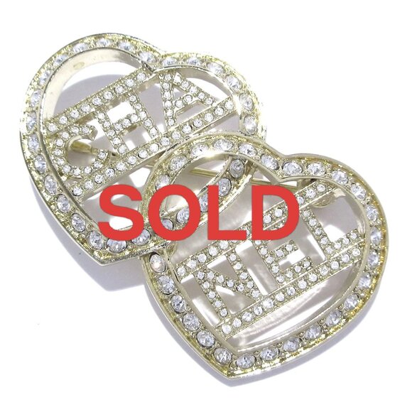 CHANEL - Champagne Gold Hardware Rhinestones Brooch 794-072525 - Picture 1 of 4